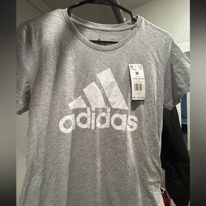 adidas Heather Gray Tee with White Logo